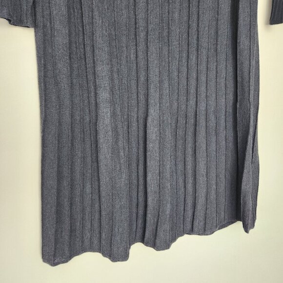 Eileen Fisher Dress Womens PM Wool Pleated Ribbed Knee Length Minimalist Gray  - - Picture 5 of 9